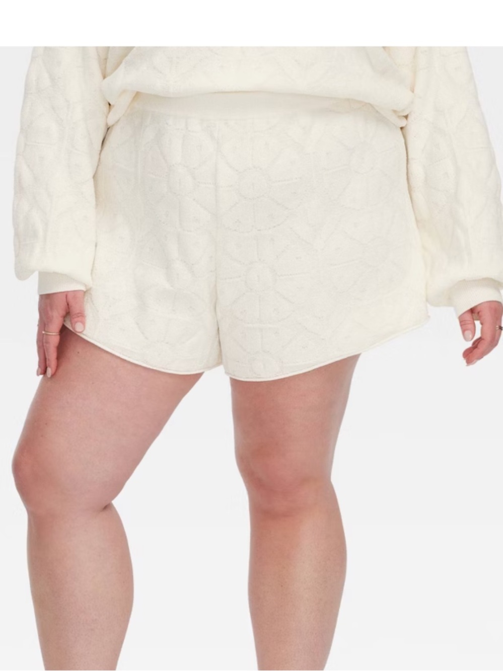 Roller Rabbit Cream Quilted Floral Lounge Shorts